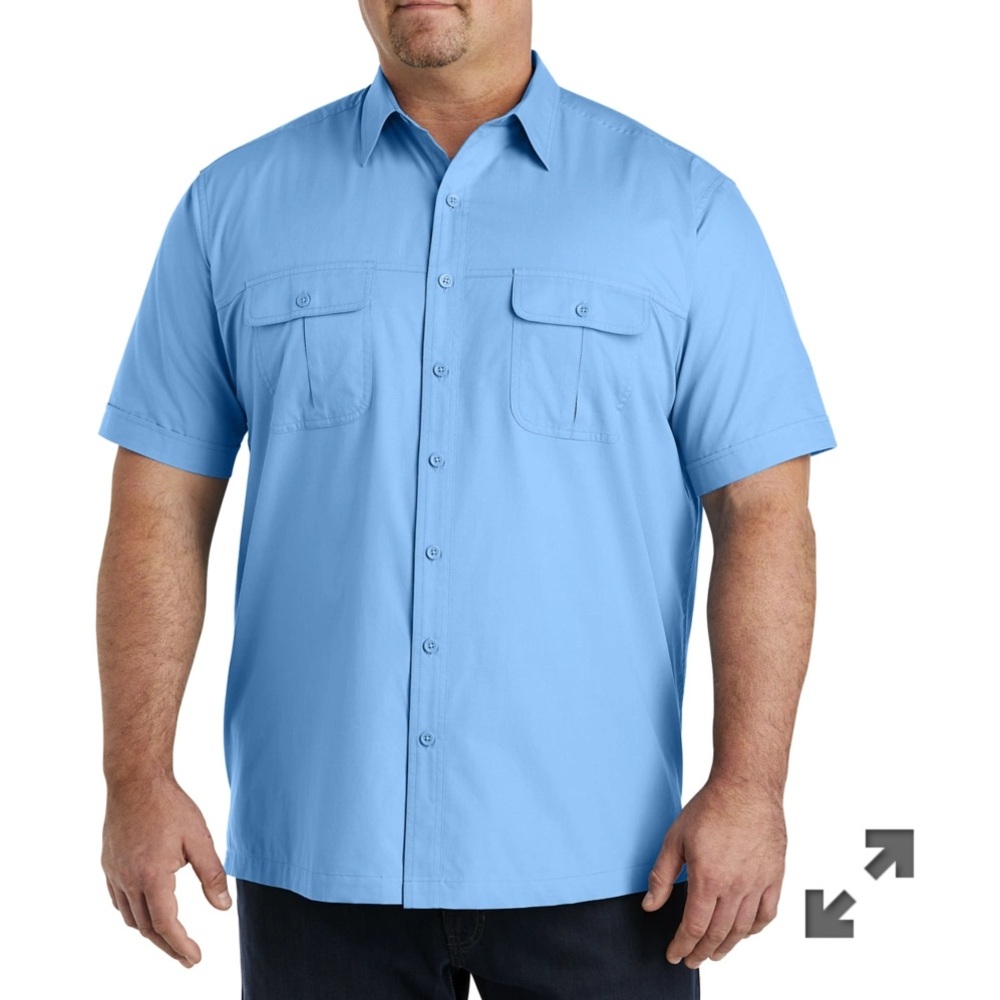 Men’s Big and Tall Harbor Bay Light Blue Co-Pilot Sport Shirt - Picture 3 of 5